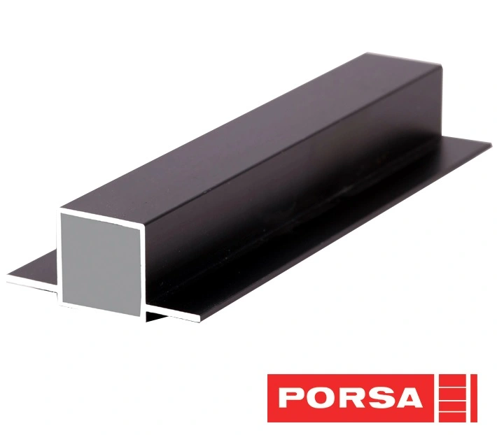 Porsa sort aluprofil med dobbelt flig 15 cm.